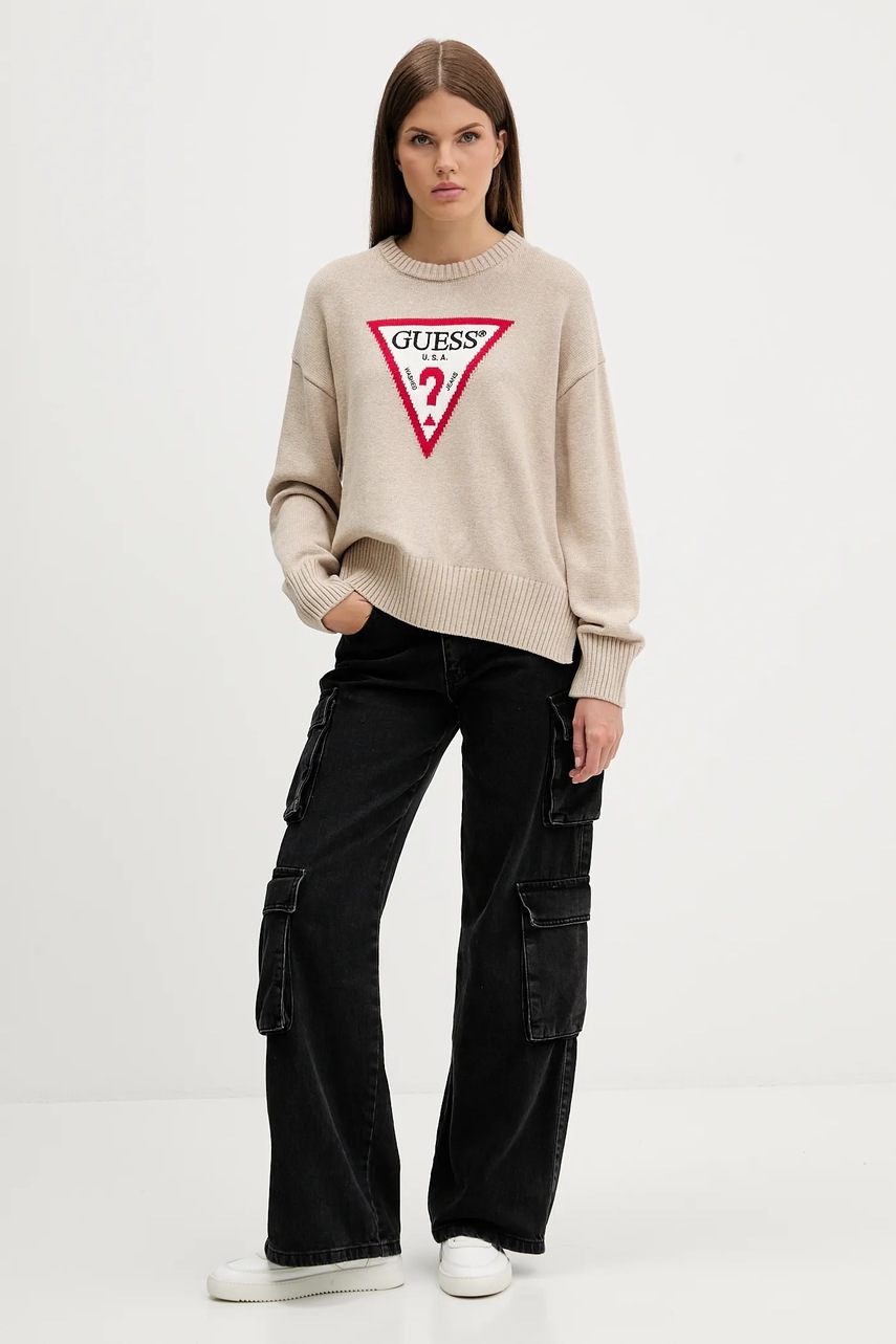 Хлопковый свитер Guess Jeans цвет чёрный лёгкий W4BR12 Z3HM1