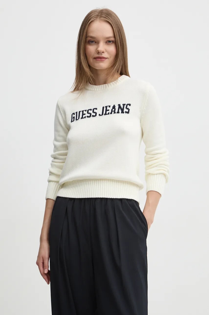 Levně Bavlněný svetr Guess Jeans béžová barva, W4BR10 Z3HM1