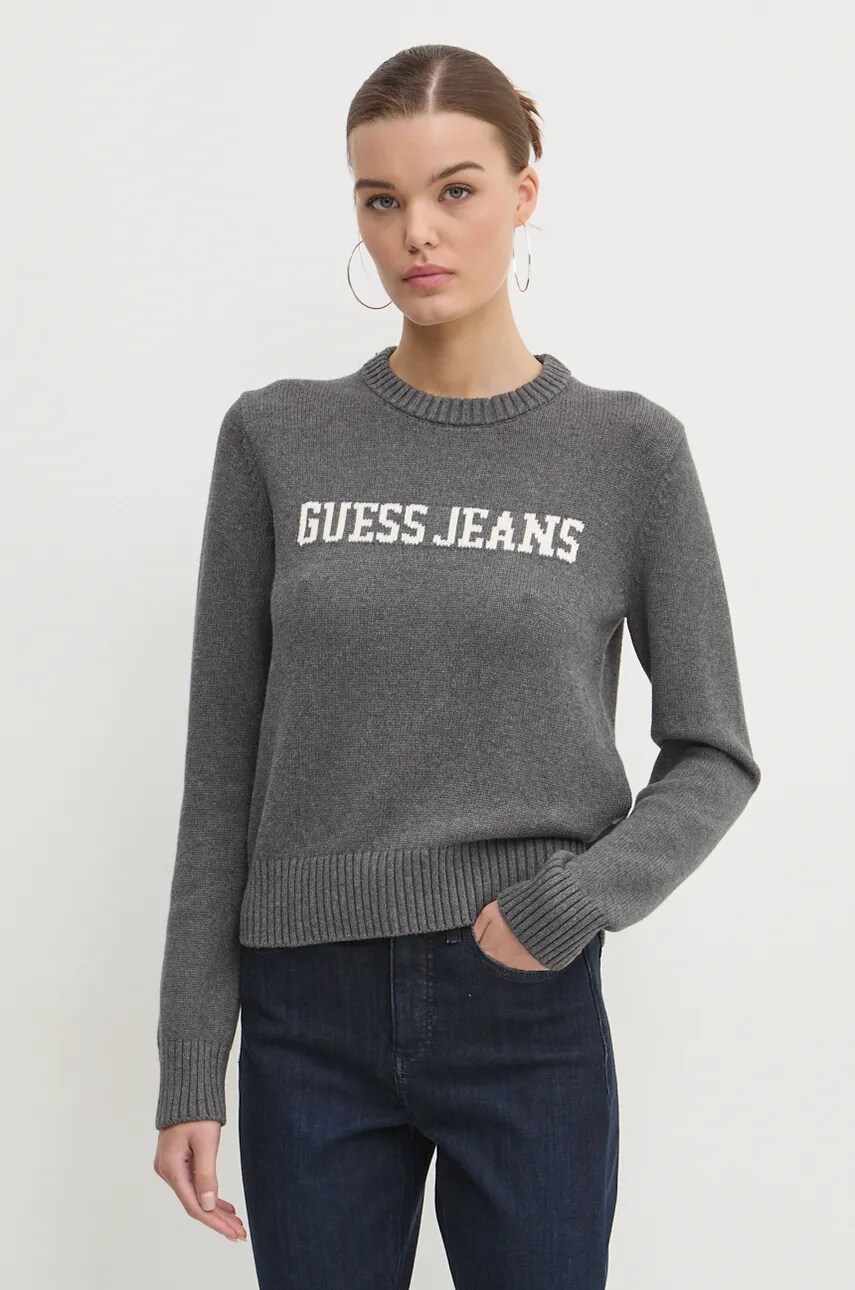 Levně Bavlněný svetr Guess Jeans šedá barva, W4BR10 Z3HM1