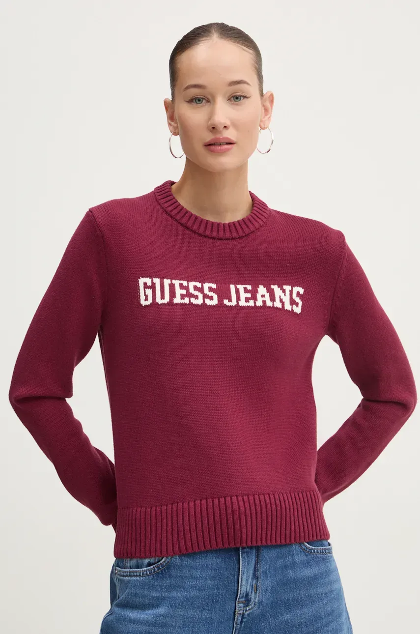 Pamučni Pulover Guess Jeans Boja: Bordo, W4BR10 Z3HM1