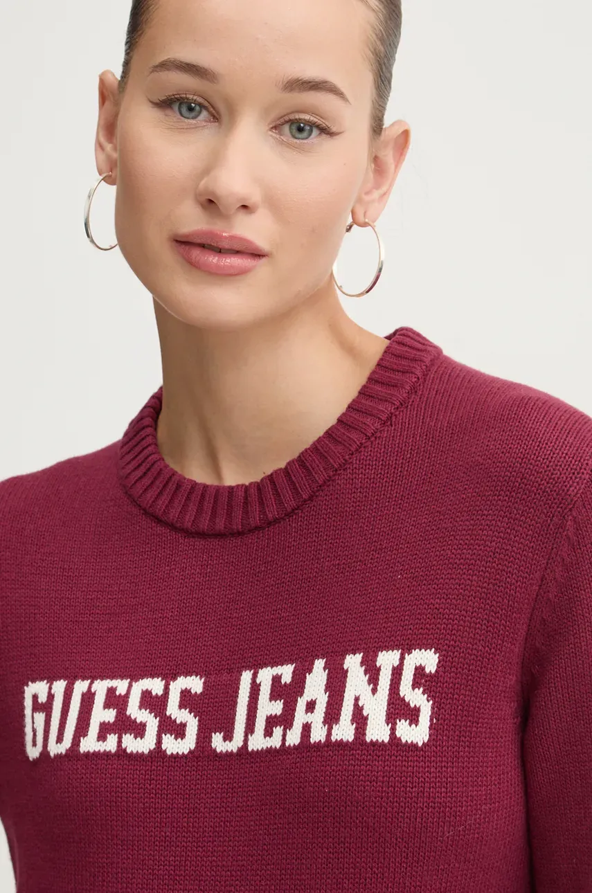 Pamučni Pulover Guess Jeans Boja: Bordo, W4BR10 Z3HM1