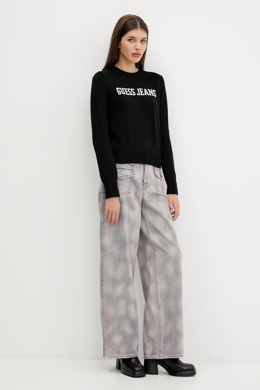 Хлопковый свитер Guess Jeans цвет синий  W4BR10 Z3HM1