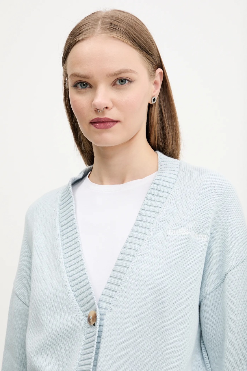 Βαμβακερή ζακέτα Guess Jeans χρώμα: μπλε, W4BR81 Z3HM1 φωτογραφία