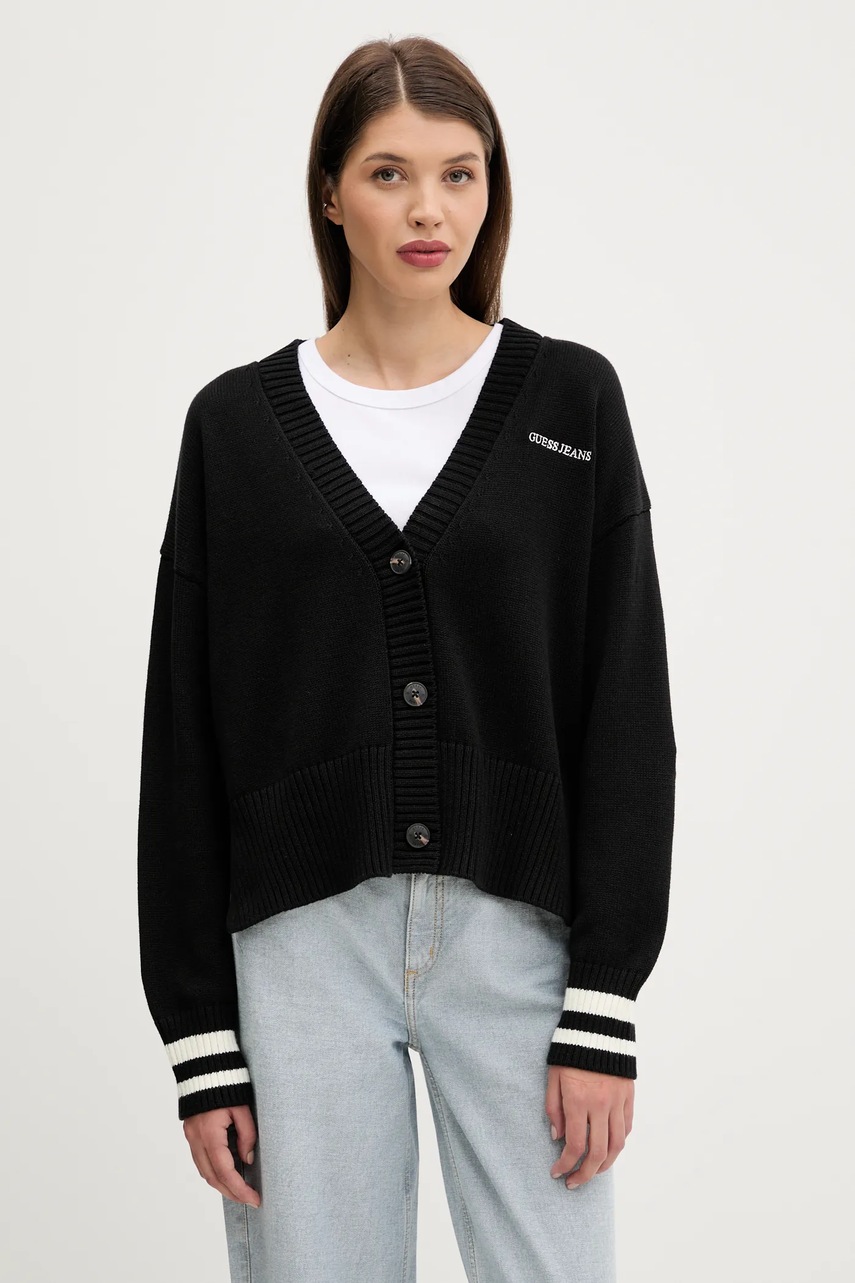 

Памучна жилетка Guess Jeans, Черен