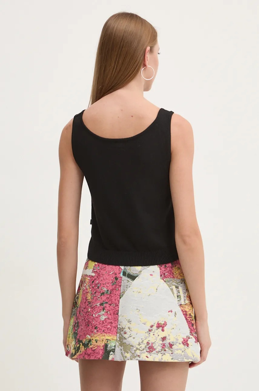 Guess Jeans selyemkeverék top fekete, W4BR17 Z3HO2 termék 2. képe