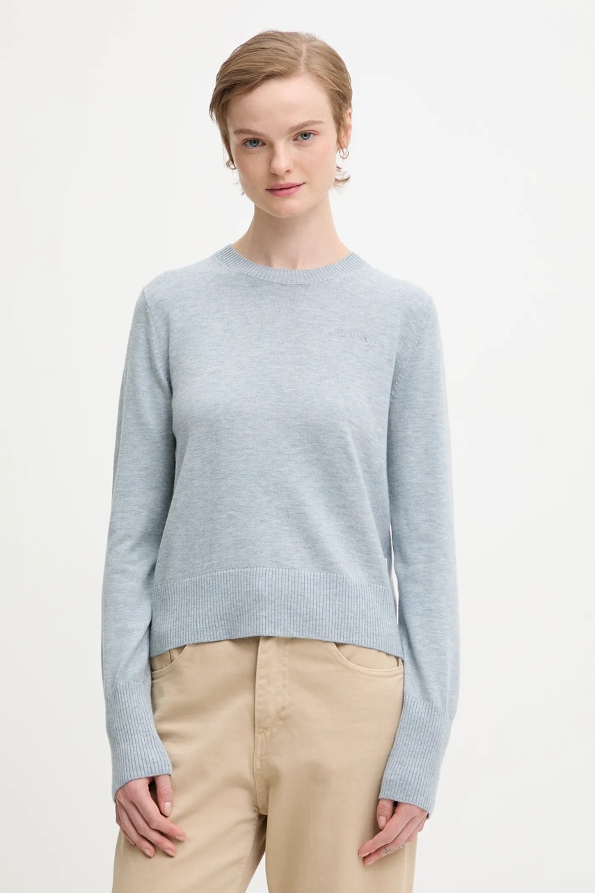 Levně Svetr z vlněné směsi Guess Jeans dámský, modrá barva, W4BR83 Z3HO2
