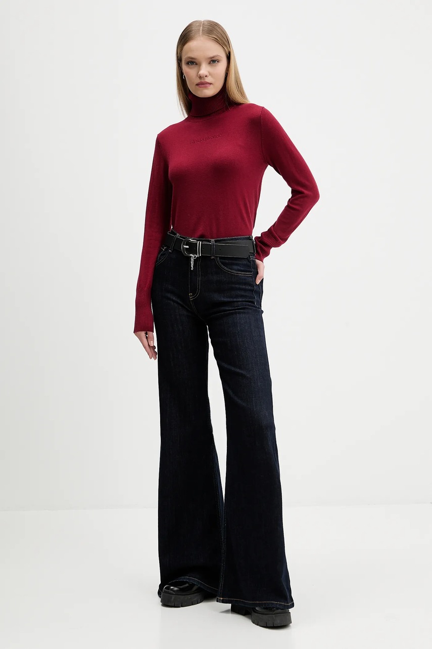 Свитер Guess Jeans цвет чёрный с гольфом W4BR15 Z3HO2