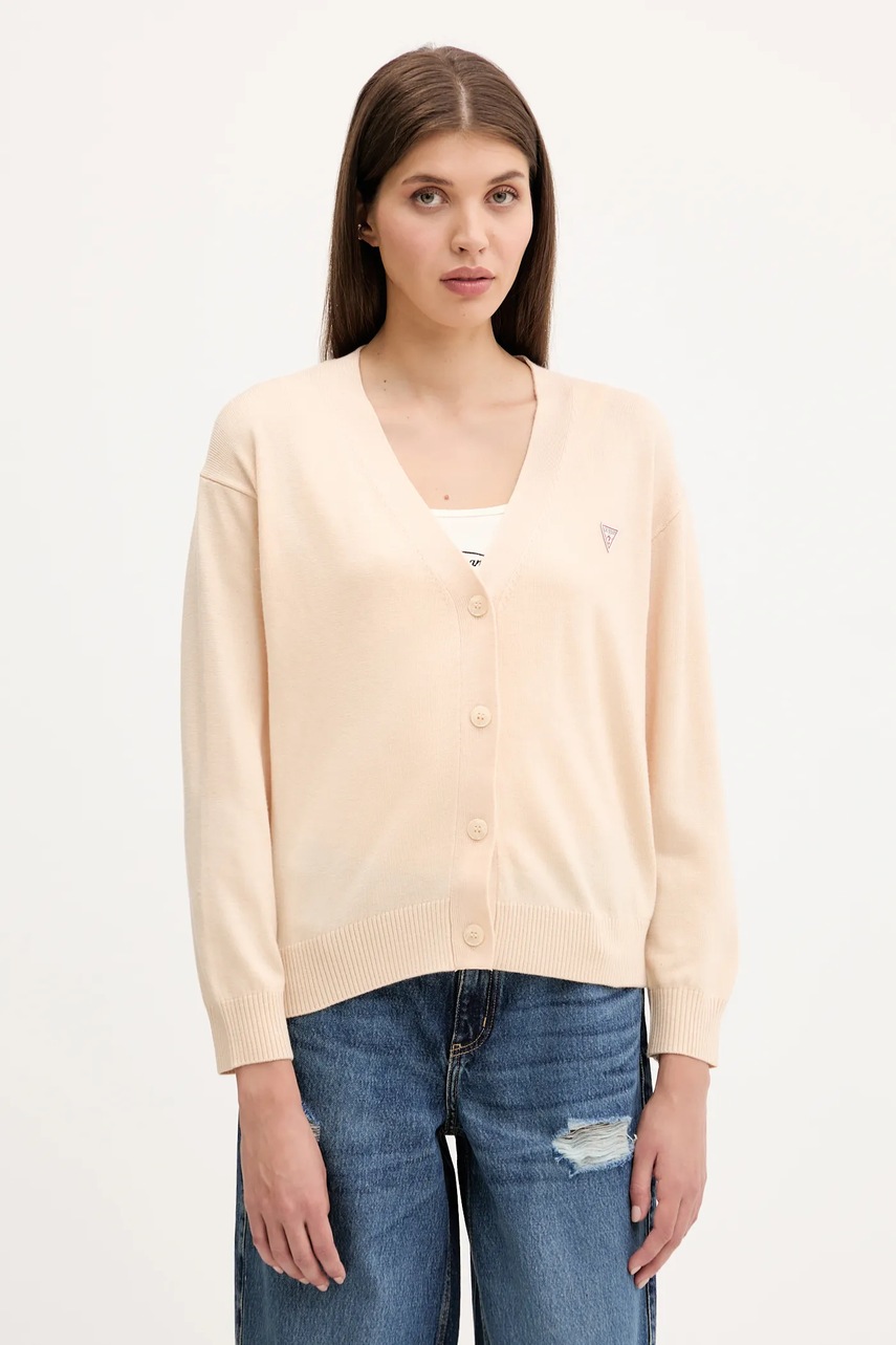 Levně Kardigan s příměsí vlny Guess Jeans černá barva, W4BR16 Z3HO2