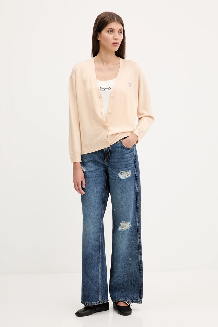 Ζακέτα από μίγμα μαλλιού Guess Jeans χρώμα: μαύρο, W4BR16 Z3HO2 φωτογραφία