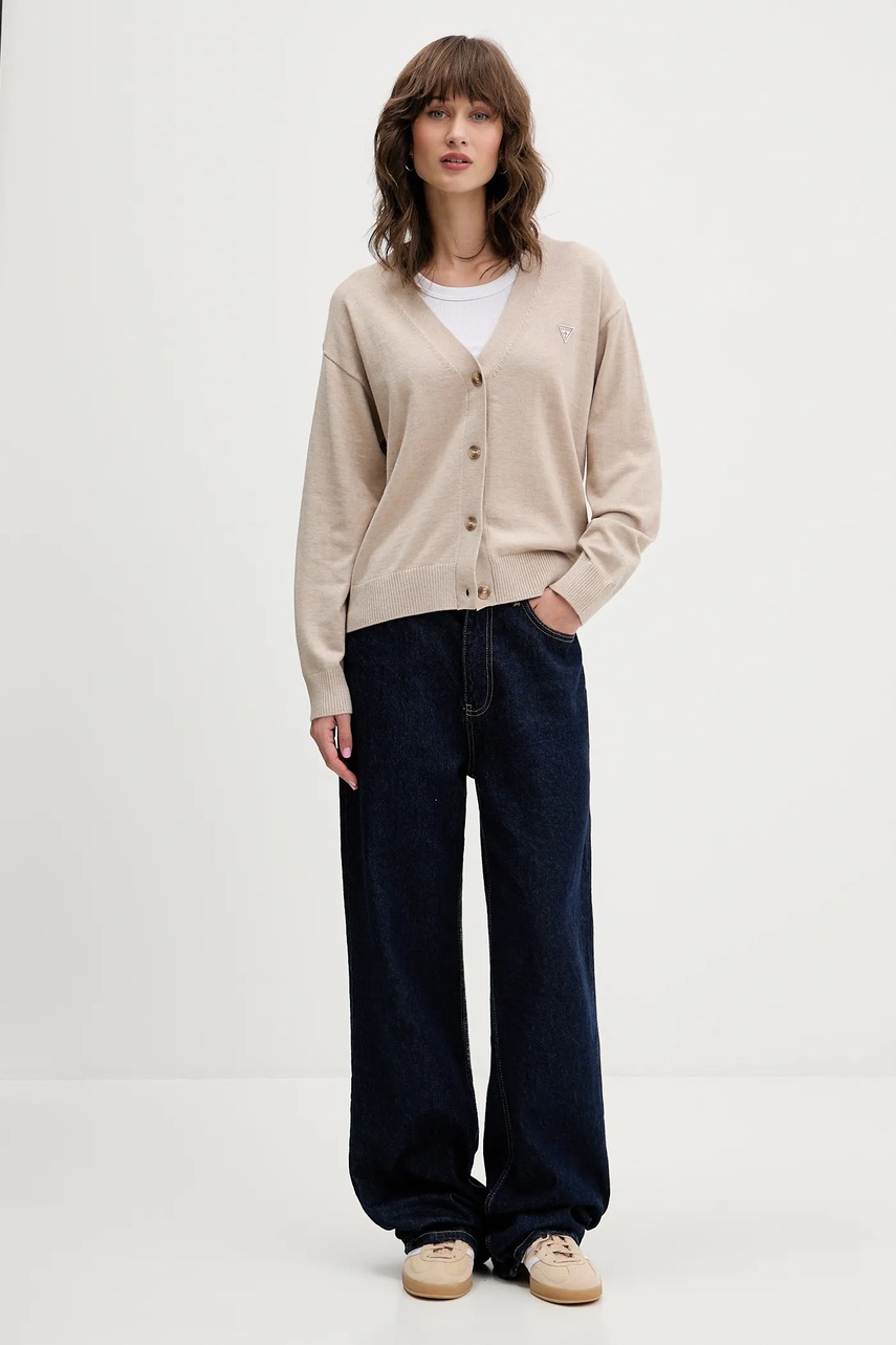 Ζακέτα από μίγμα μαλλιού Guess Jeans χρώμα: μαύρο, W4BR16 Z3HO2 φωτογραφία