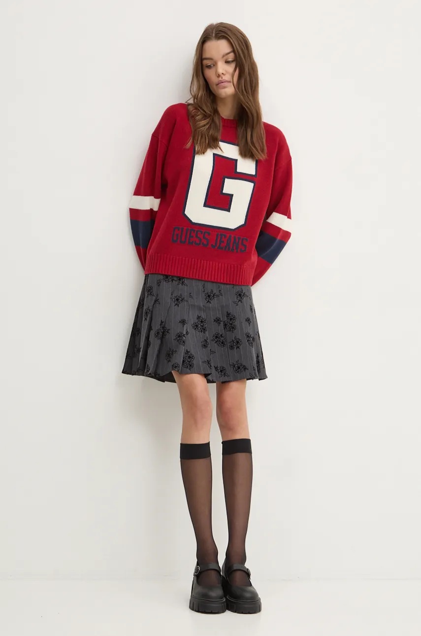 

Пуловер с вълна Guess Jeans дамски в бордо W4BR11 Z3HN2