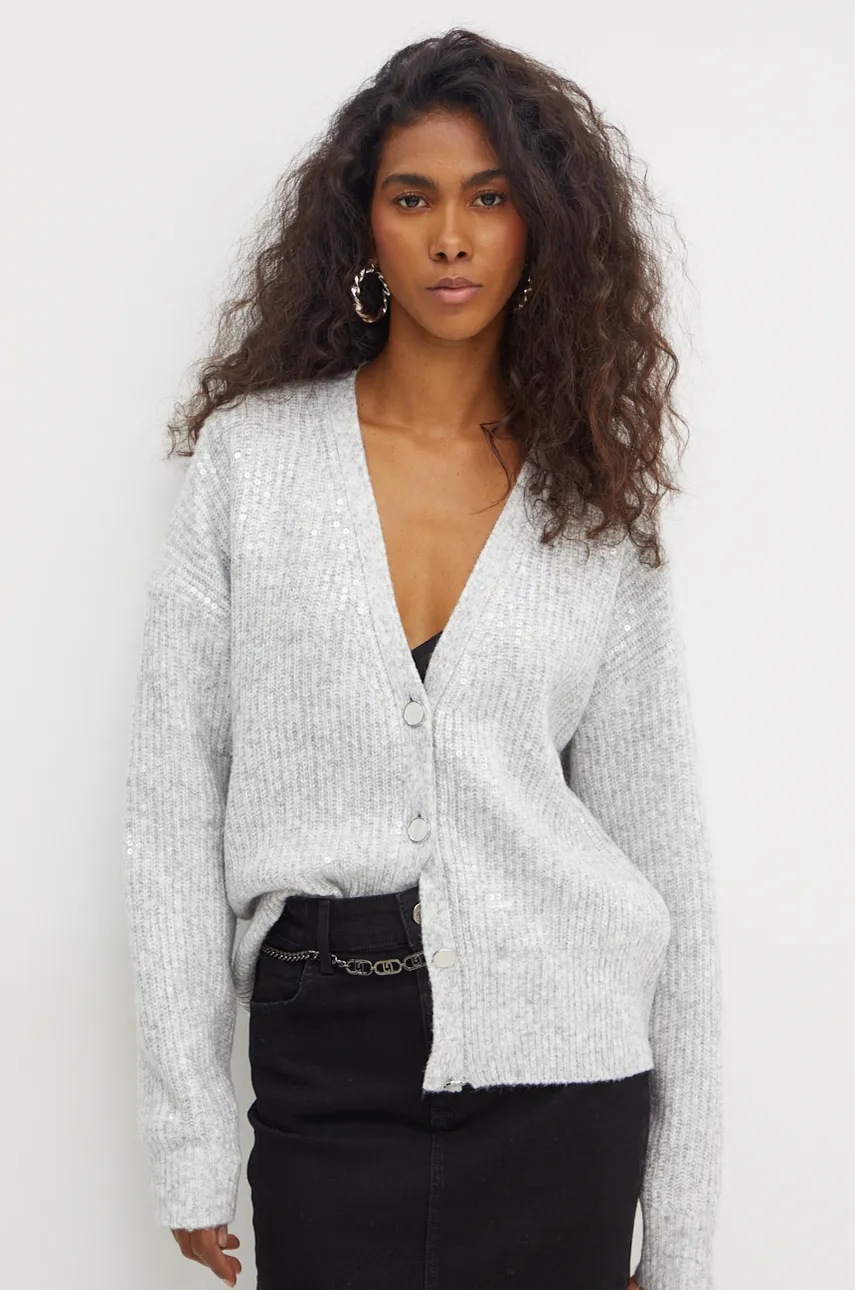 

Жилетка с вълна Guess RILEY в сиво W4BR44 Z3J92, Сив