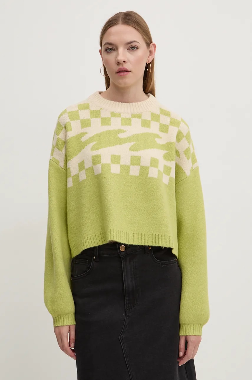 Billabong pulover Palm Forever femei, culoarea verde, EBJSW00123 Billabong pulover Palm Forever femei, culoarea verde, EBJSW00123
