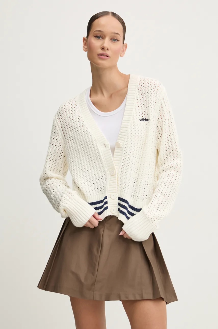 adidas Originals cardigan Cardigan femei, culoarea bej, IX1049 adidas Originals cardigan Cardigan femei, culoarea bej, IX1049