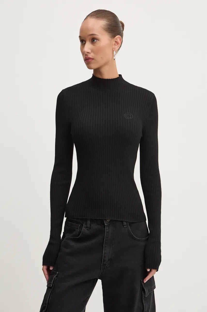 Hugo Blue pulover femei, culoarea negru, light, cu turtleneck, 50522578