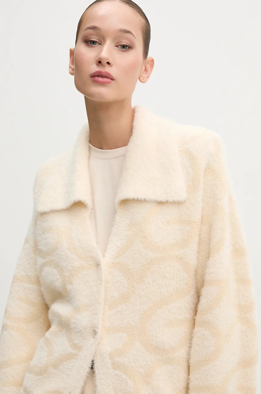 Stine Goya cardigan femei, culoarea bej, K006-2281 Stine Goya cardigan femei, culoarea bej, K006-2281