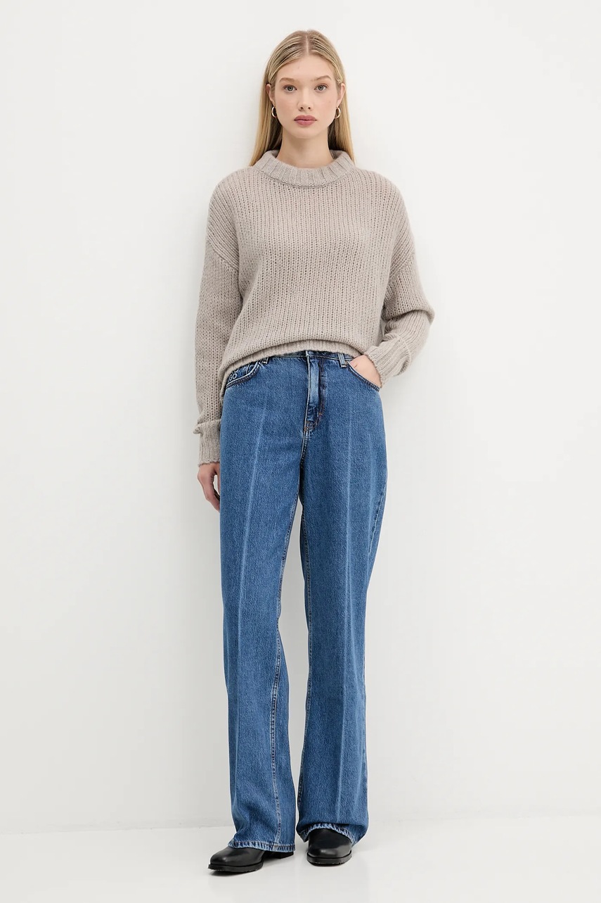 Шерстяной свитер HUGO цвет розовый  50522553