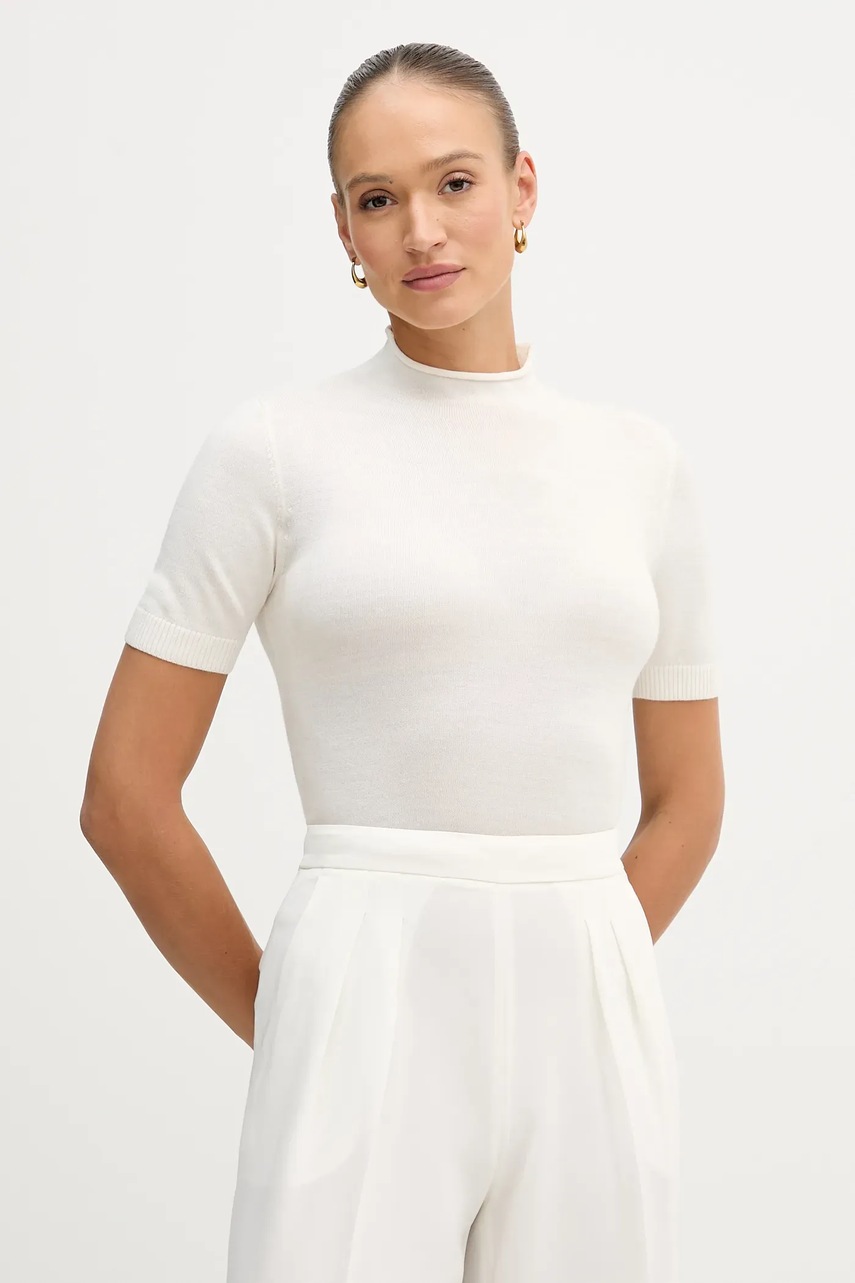 Sisley pulover din amestec de lână culoarea rosu, cu turtleneck, 11BAM105P