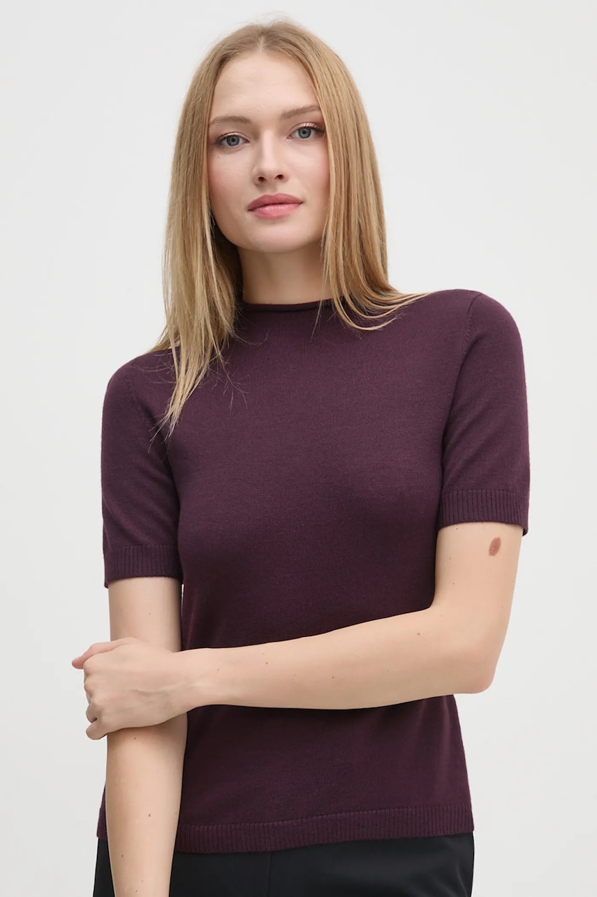Sisley pulover de lana femei, culoarea violet, light, cu turtleneck, 11BAM105P