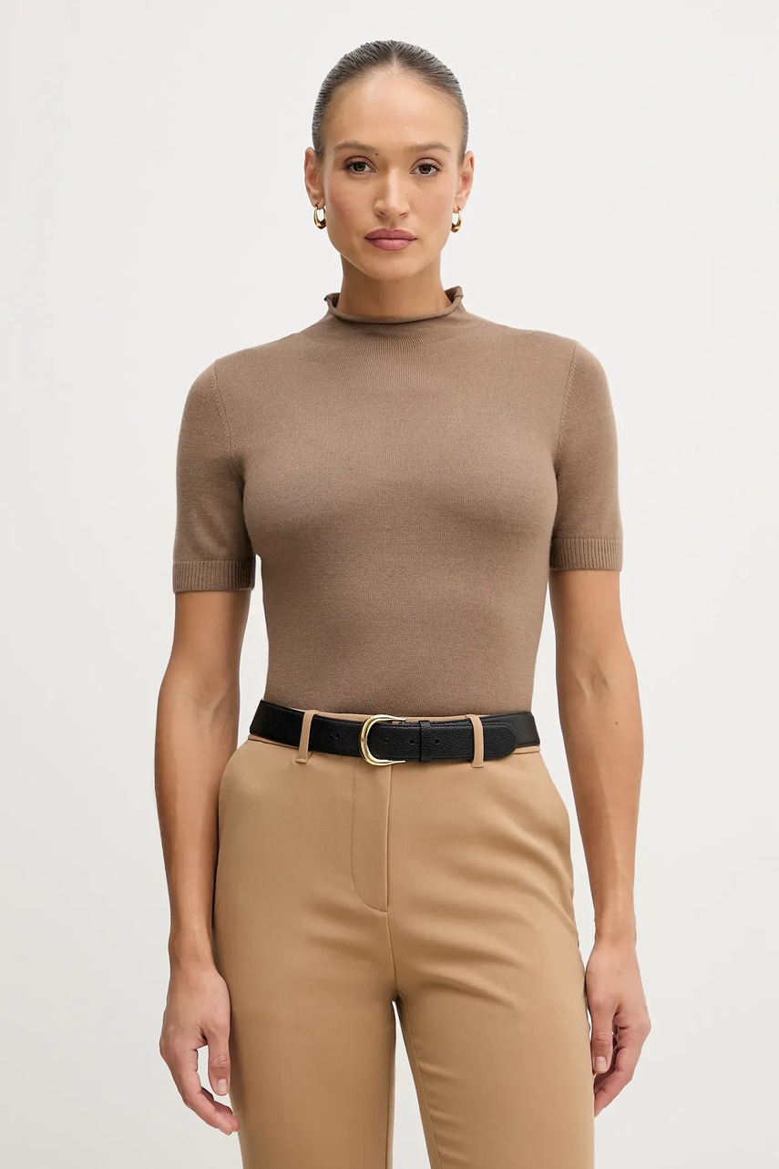 Sisley pulover din amestec de lână culoarea rosu, cu turtleneck, 11BAM105P