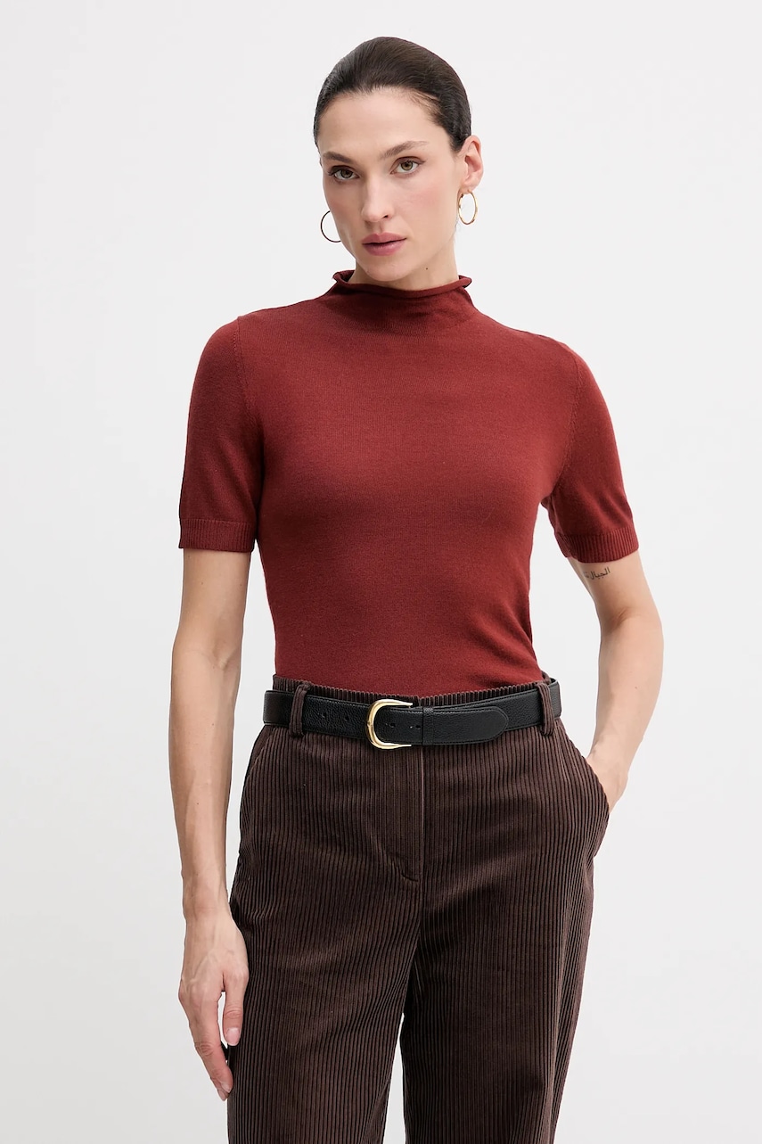 Sisley pulover din amestec de lână culoarea negru, cu turtleneck, 11BAM105P