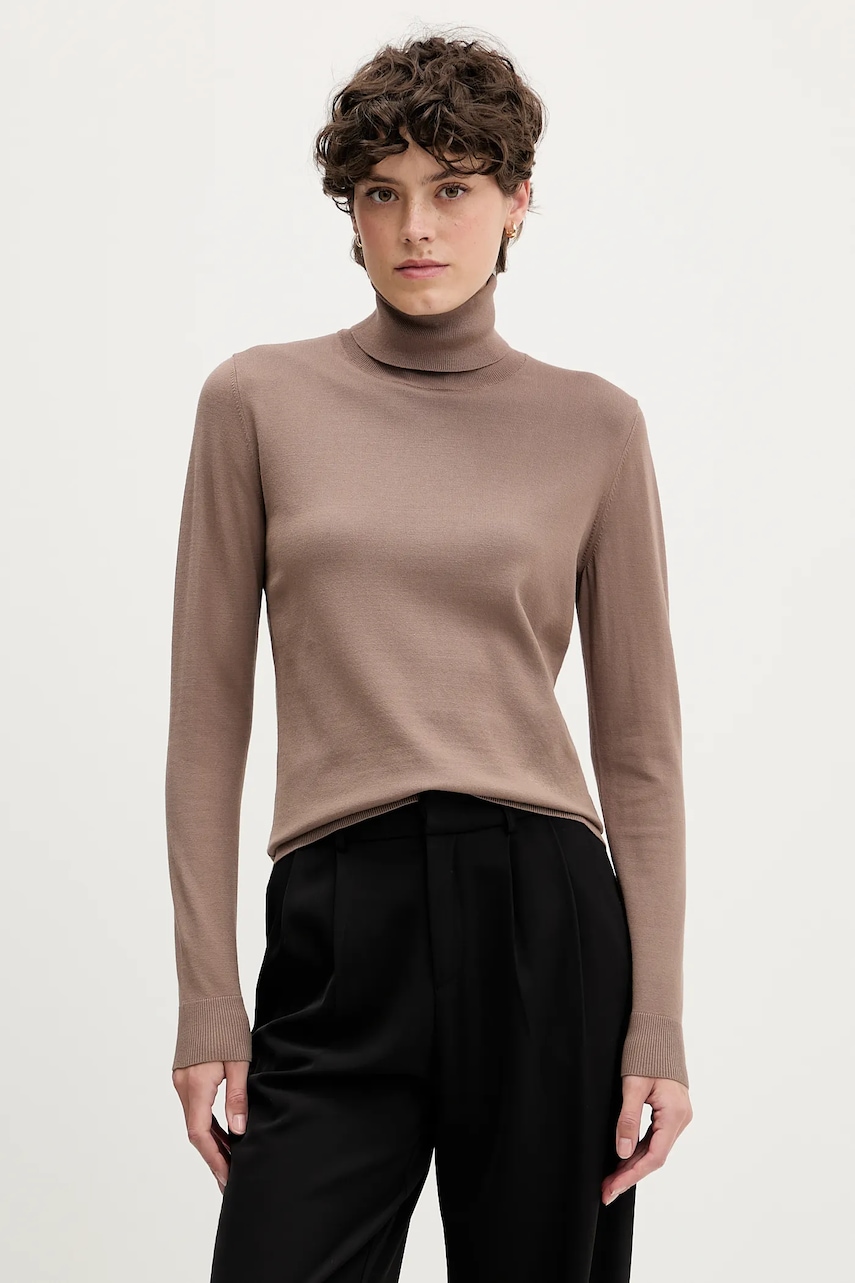 Sisley pulover culoarea negru, light, cu guler, 17Q3M2178