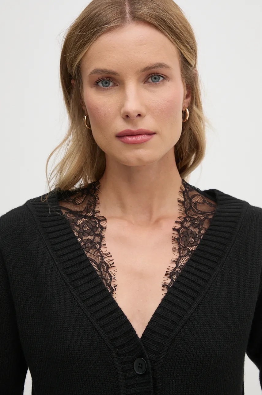 Sisley cardigan din lana culoarea negru, 1M9AM6026