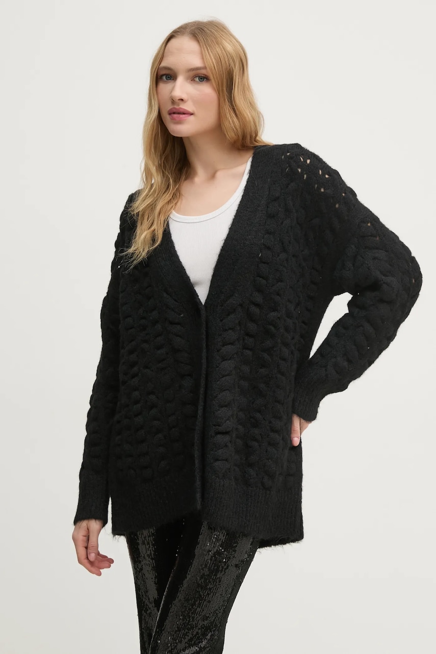 Sisley cardigan din amestec de lana culoarea negru, 145YM6027 Sisley cardigan din amestec de lana culoarea negru, 145YM6027
