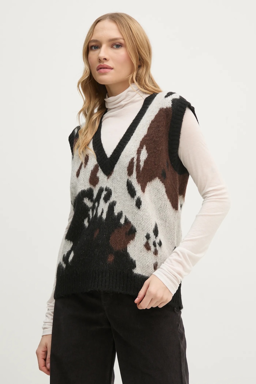 Sisley vesta din amestec de lana culoarea gri, 106QL4015