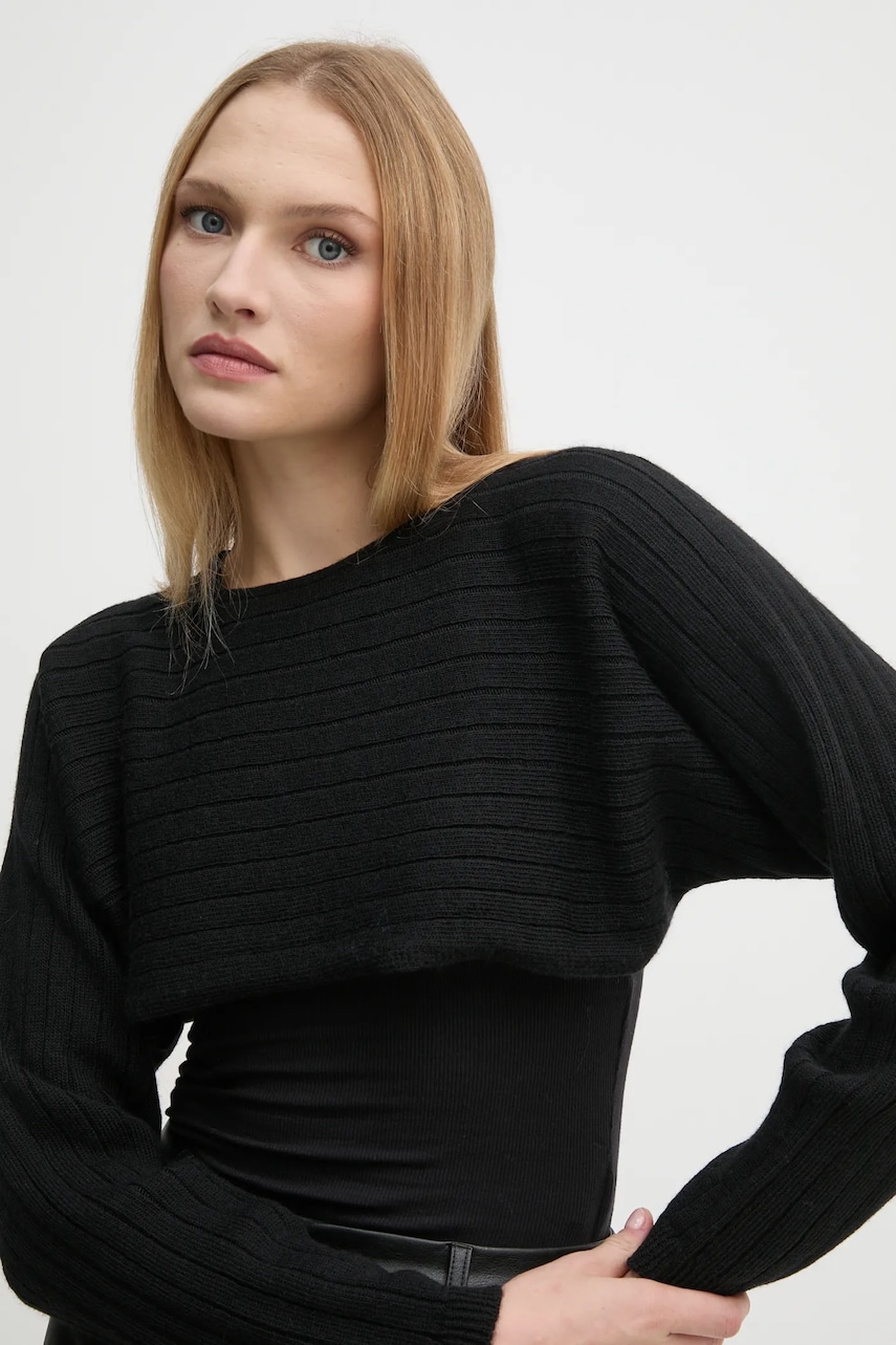 Sisley pulover de lana femei, culoarea negru, light, 128YM105K Sisley pulover de lana femei, culoarea negru, light, 128YM105K