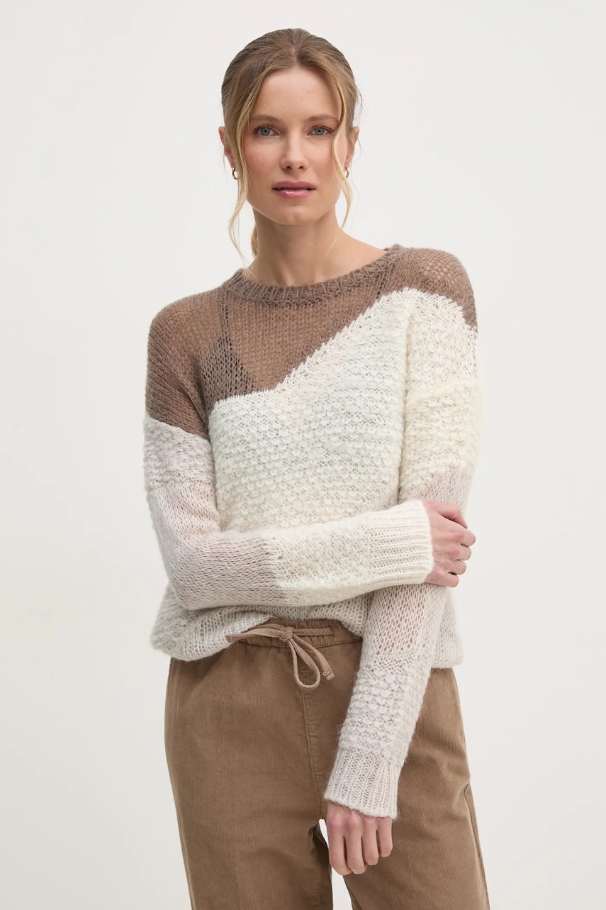 Sisley pulover femei, culoarea bej, light, 1342M105C Sisley pulover femei, culoarea bej, light, 1342M105C