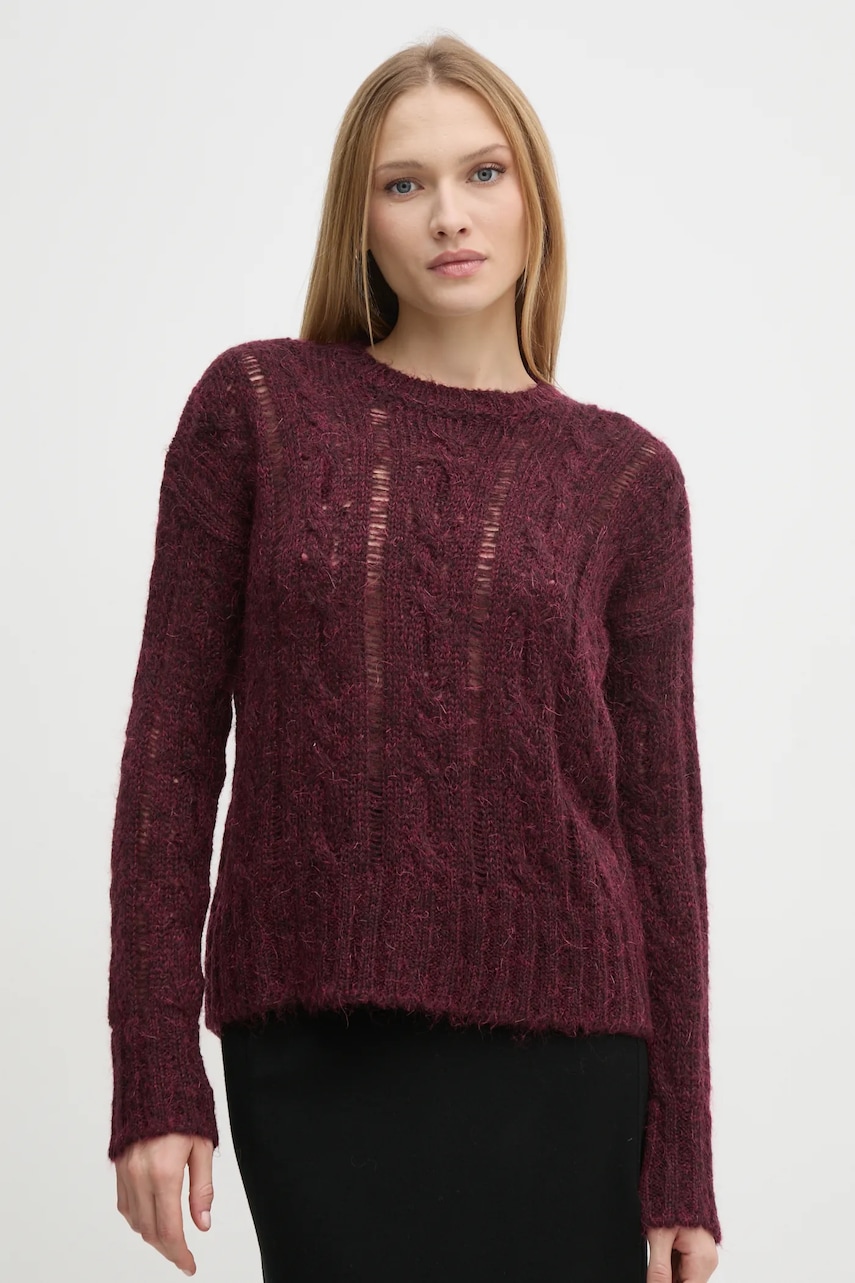 Sisley pulover din amestec de lana femei, culoarea bordo, light, 1342M105E Sisley pulover din amestec de lana femei, culoarea bordo, light, 1342M105E