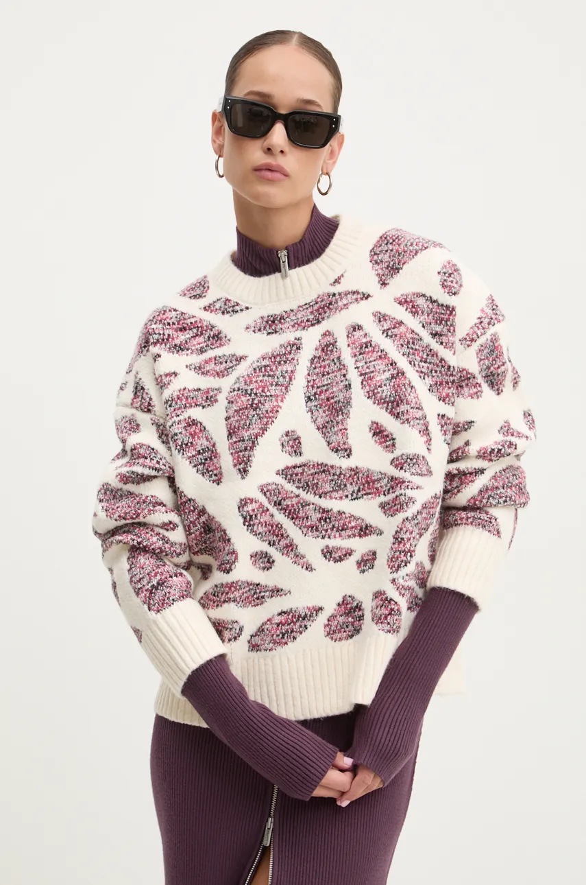 Desigual pulover KAMLOOPS femei, culoarea bej, călduros, 24WWJF57