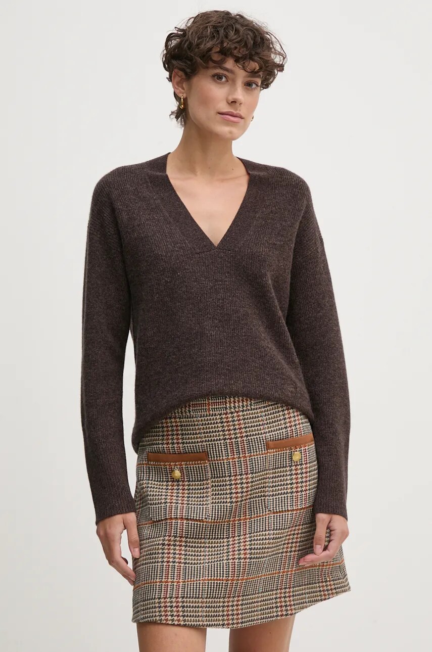 Levně Vlněný svetr Tommy Hilfiger dámský, hnědá barva, lehký, WW0WW43101