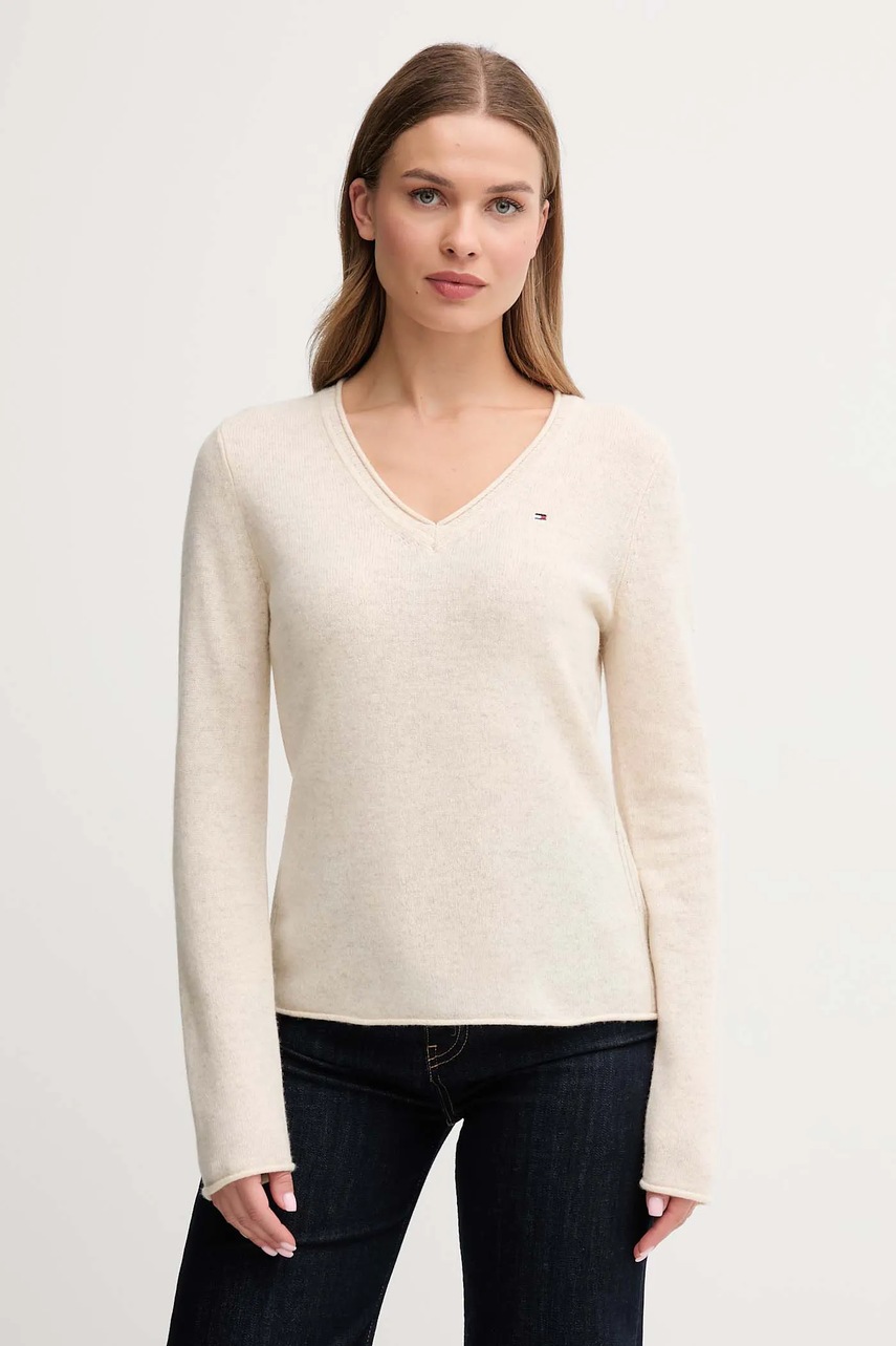 Μάλλινο πουλόβερ Tommy Hilfiger χρώμα: μπορντό, WW0WW43505