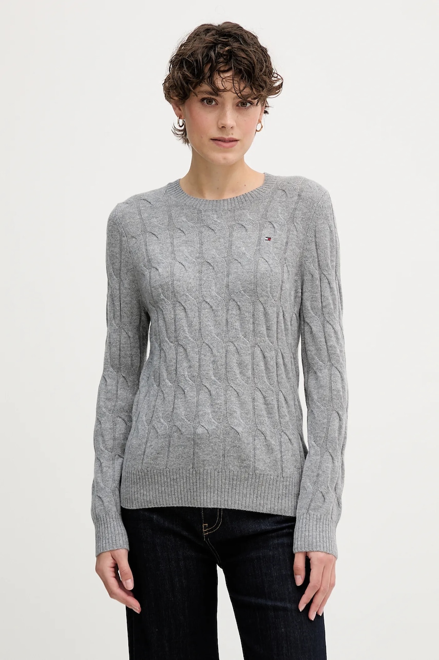 Levně Vlněný svetr Tommy Hilfiger dámský, vínová barva, WW0WW43586