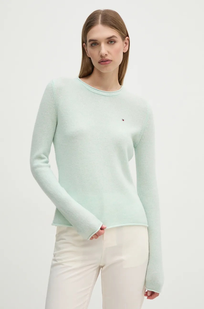 

Пуловер Tommy Hilfiger дамски в тюркоазено от лека материя WW0WW44161, Тюркоазен