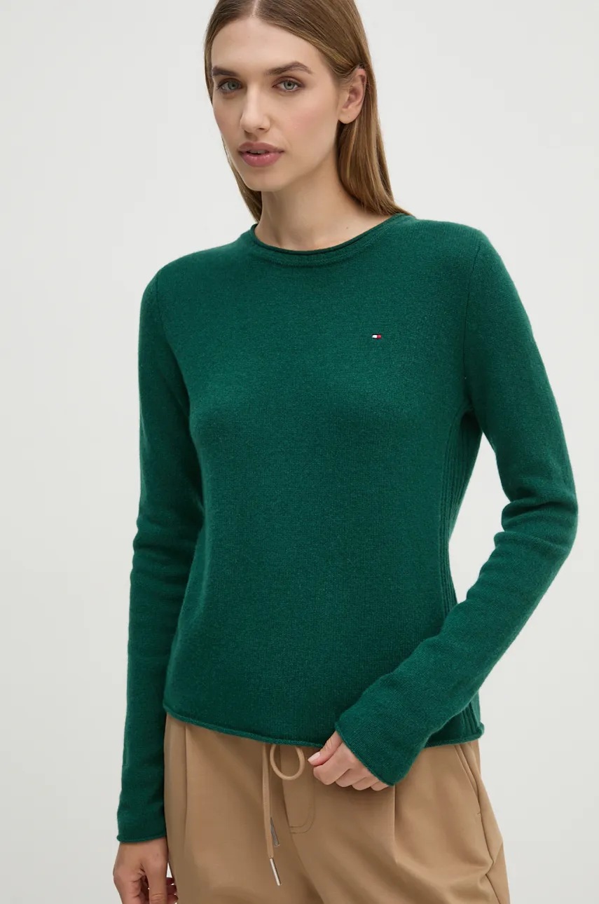 

Пуловер Tommy Hilfiger дамски в зелено от лека материя WW0WW44161, Зелен