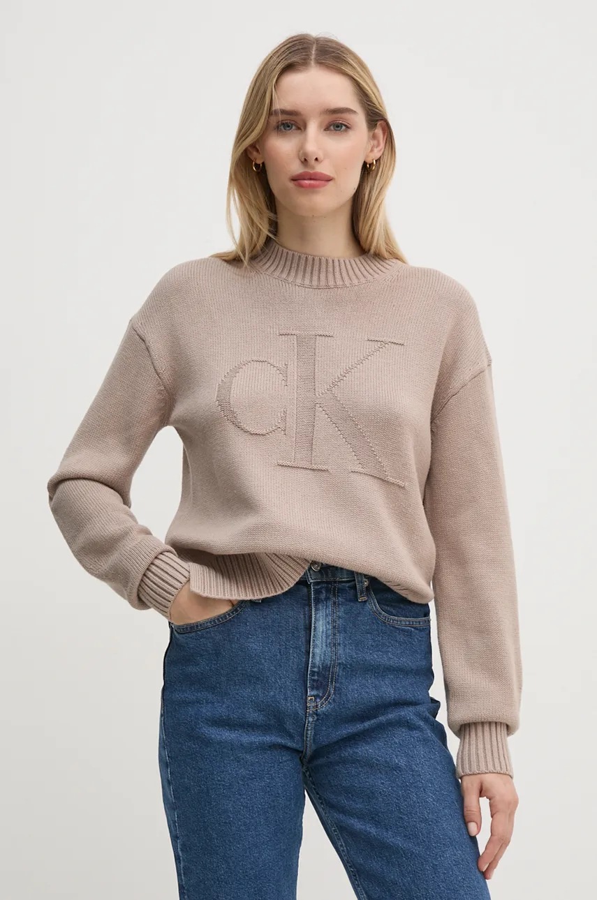 

Пуловер с вълна Calvin Klein Jeans дамски в бежово J20J224224, Бежов