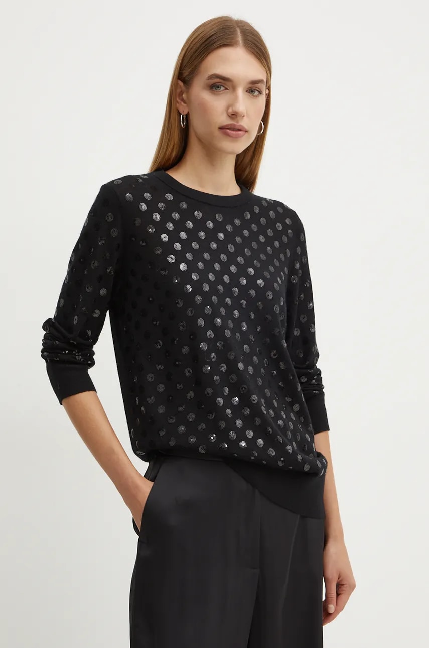 MICHAEL Michael Kors pulover de lana femei, culoarea negru, light, MF4612G4VR MICHAEL Michael Kors pulover de lana femei, culoarea negru, light, MF4612G4VR