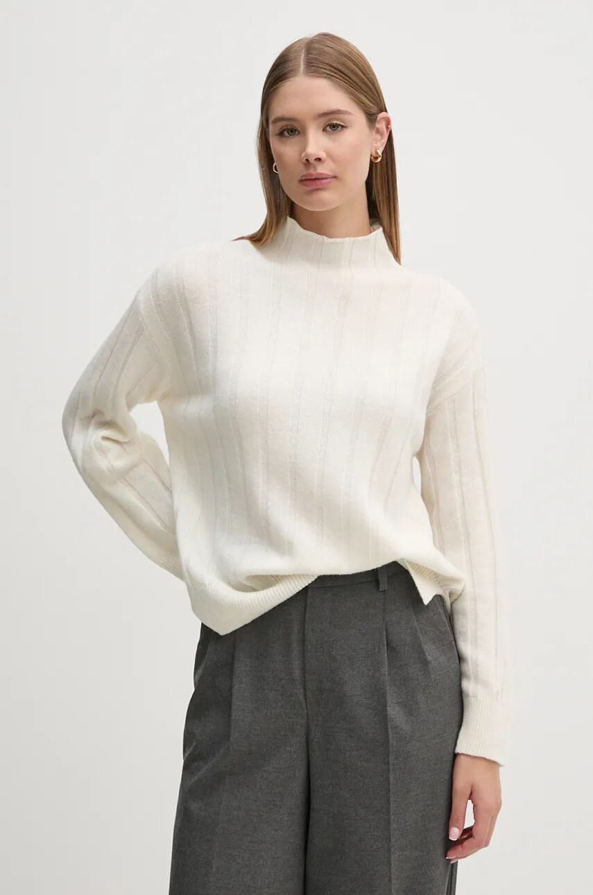 Gant pulover de lana femei, culoarea bej, light, cu turtleneck, 4805284