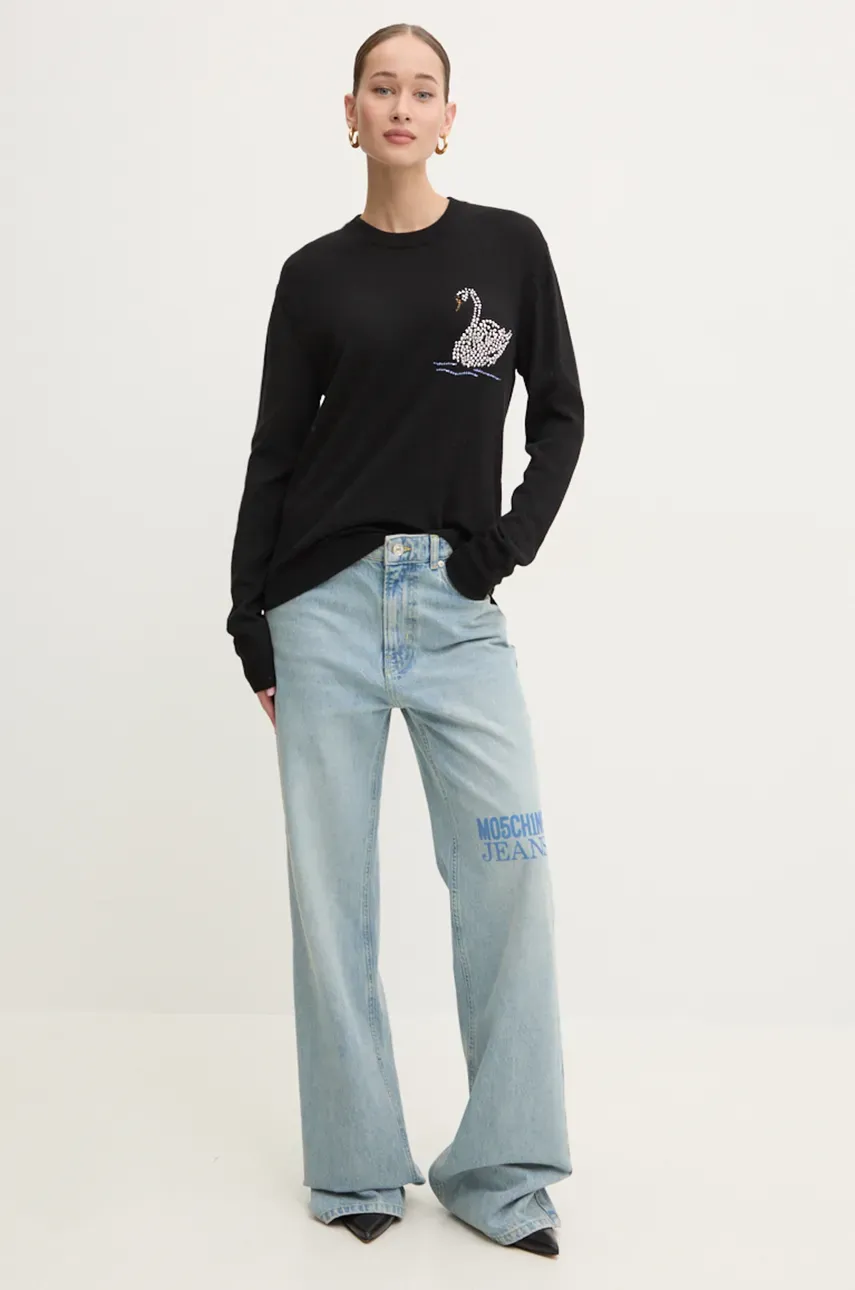 Шерстяной свитер MSGM женский цвет чёрный лёгкий 3742MDM200.247786 Шерстяной свитер MSGM женский цвет чёрный лёгкий 3742MDM200.247786