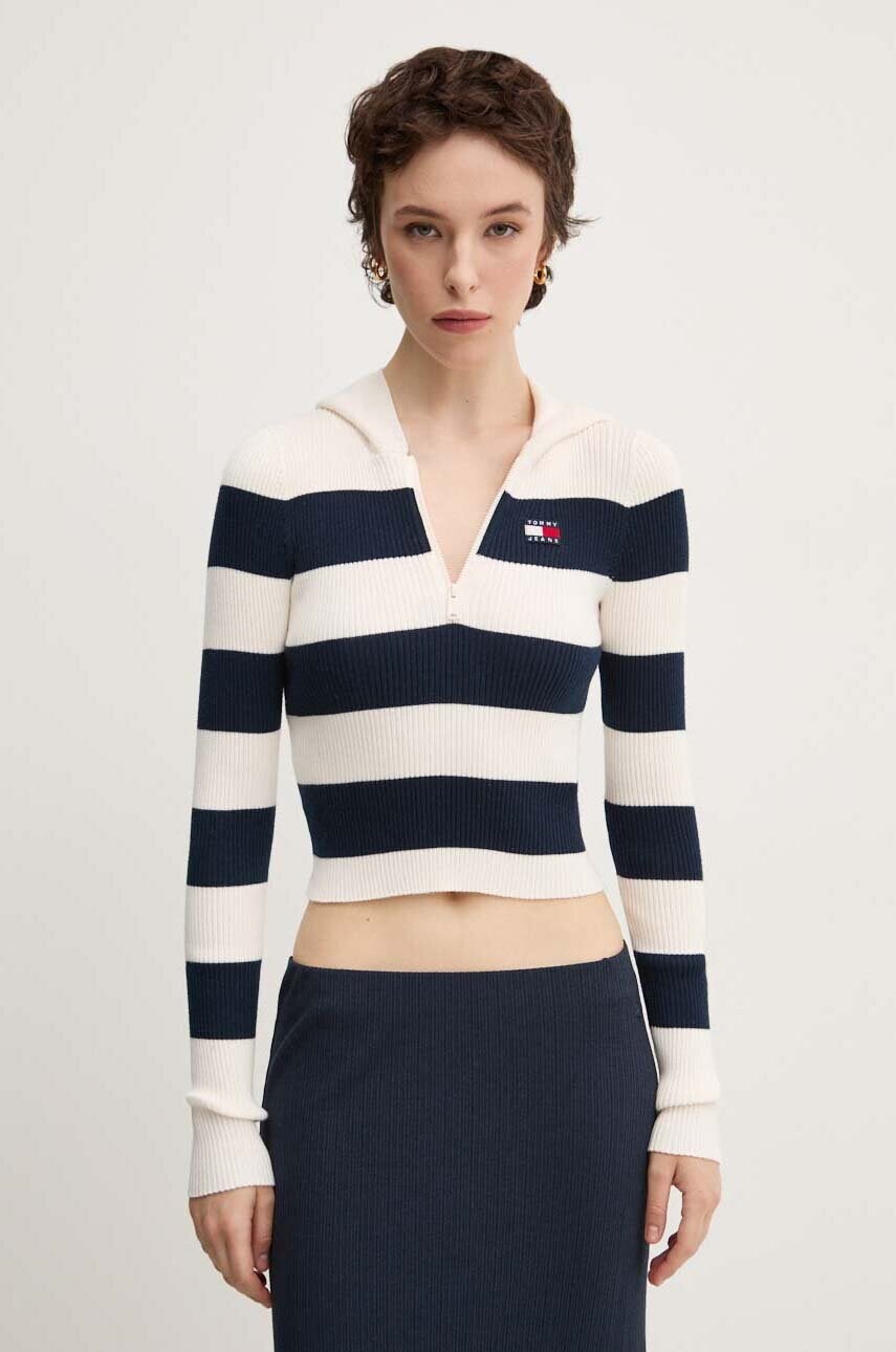 Tommy Jeans pulover femei, culoarea bej, DW0DW18679 Tommy Jeans pulover femei, culoarea bej, DW0DW18679