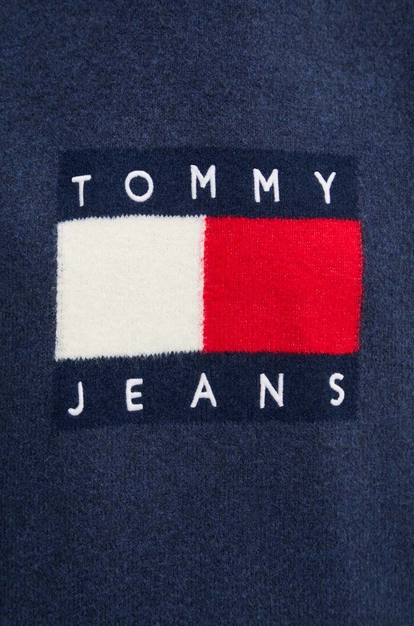 Pulover S Dodatkom Vune Tommy Jeans Za žene, Boja: Tamno Plava, Lagani, DW0DW18681