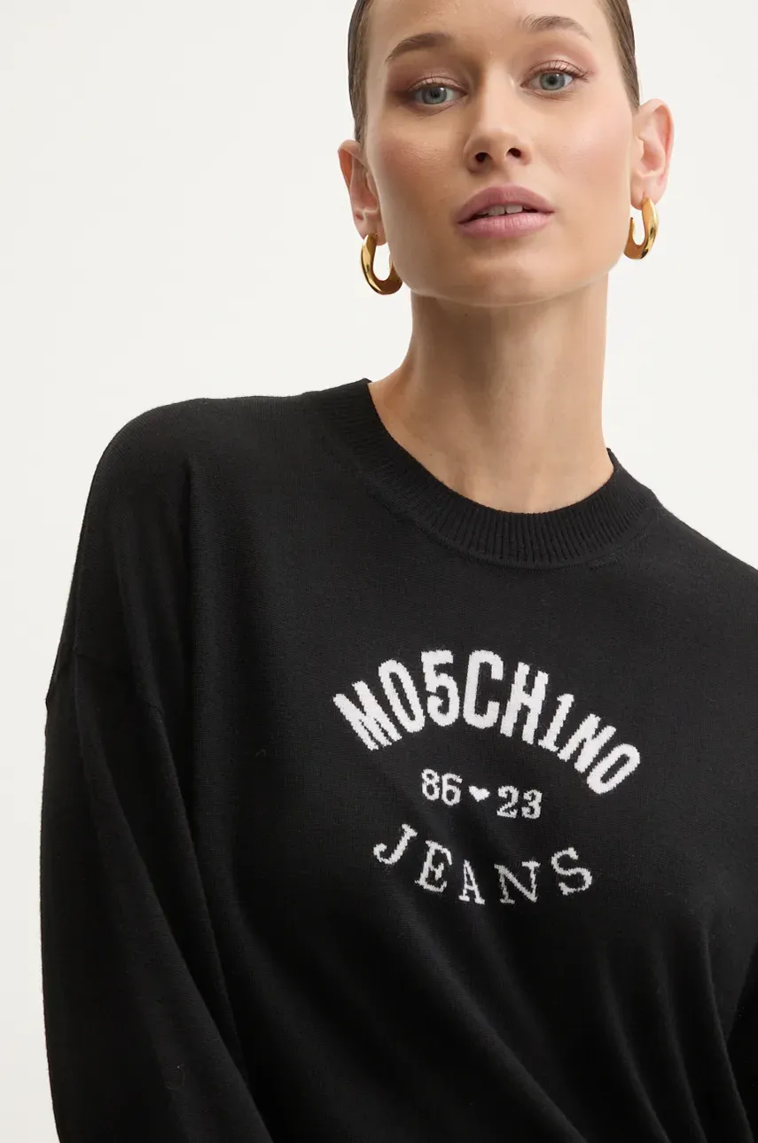 Vuneni Pulover Moschino Jeans Za žene, Boja: Crna, Lagani, J0931 8700