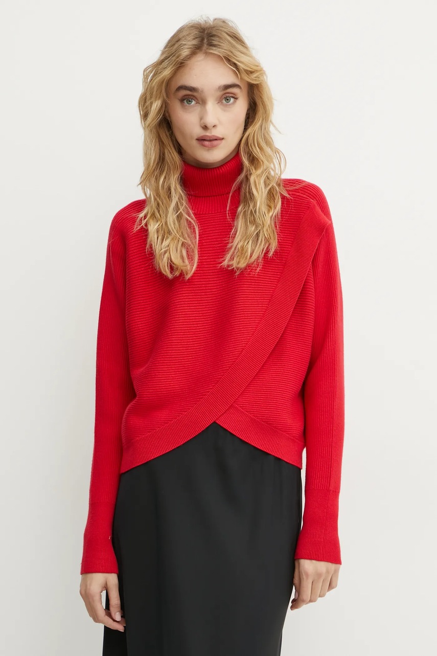 

Пуловер Morgan MISS дамски в червено с поло MISS, Червен