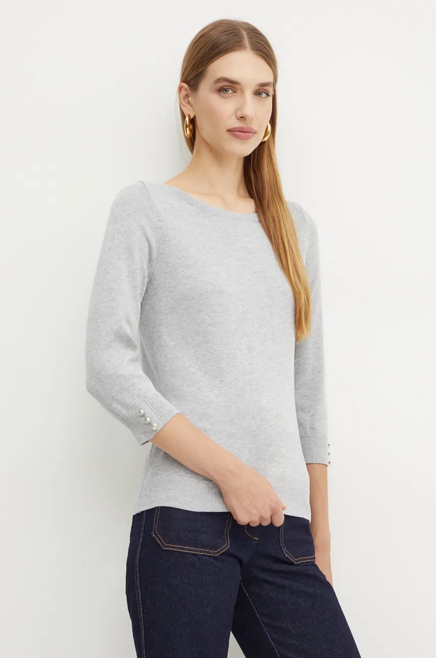 Morgan pulover MBELLI femei, culoarea gri, light, MBELLI Morgan pulover MBELLI femei, culoarea gri, light, MBELLI