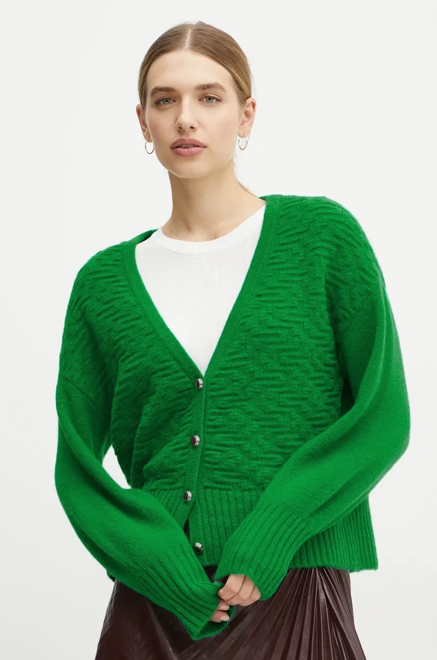 Morgan cardigan din amestec de lana MSOURI culoarea verde, MSOURI Morgan cardigan din amestec de lana MSOURI culoarea verde, MSOURI