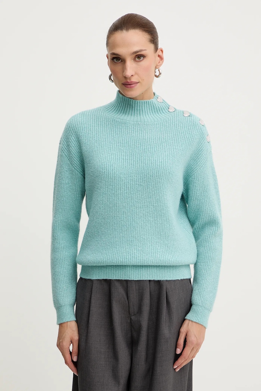 Morgan pulover din amestec de lână MSTORI culoarea roz, cu turtleneck, MSTORI