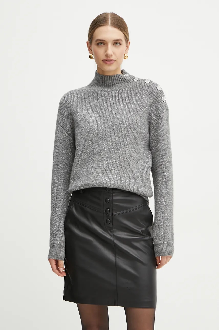 Morgan pulover din amestec de lana MSTORI femei, culoarea gri, cu turtleneck, MSTORI